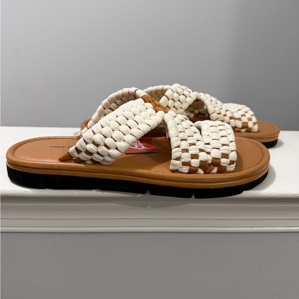 Free People Edgewater Tan Woven Slide Sandals-Boho Slip-On - Size 7, 7.5 & 8-NWT - Picture 11 of 14